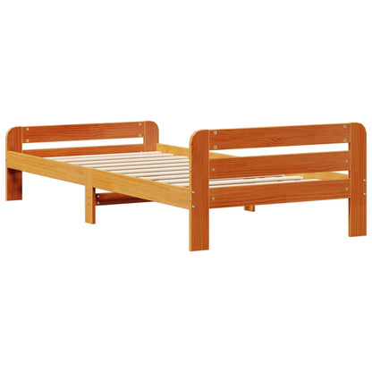 Cadre de lit sans matelas cire marron 75x190 cm bois pin massif