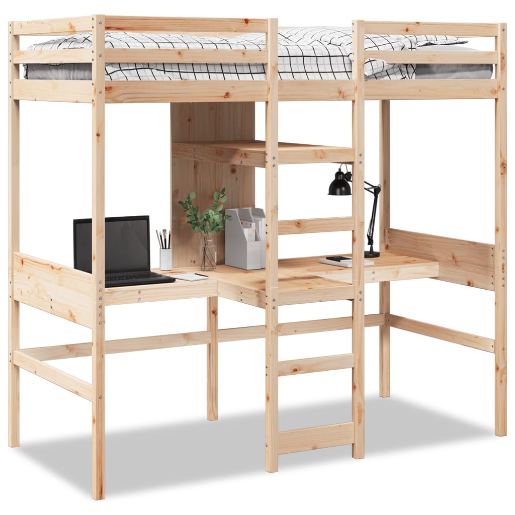 Cadre de lit superposé sans matelas 90x190cm bois de pin massif