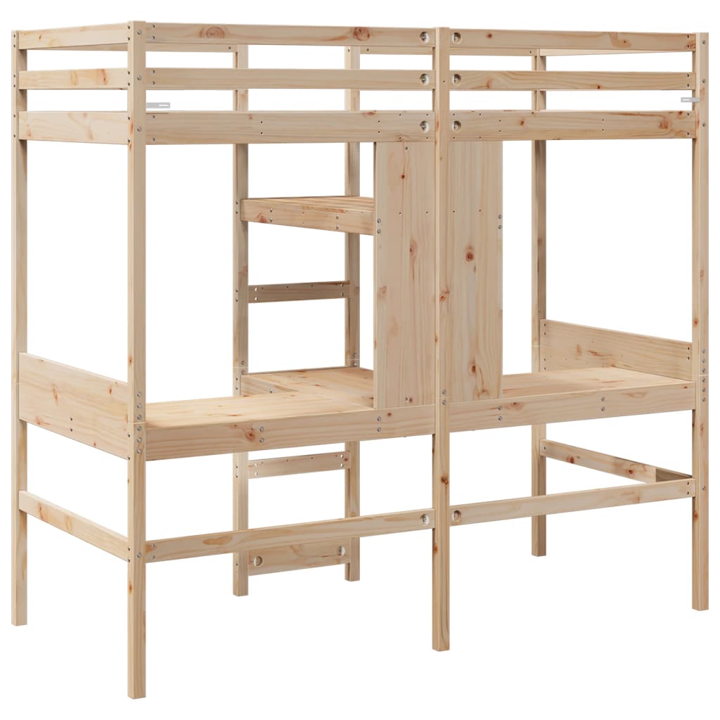 Cadre de lit superposé sans matelas 90x190cm bois de pin massif