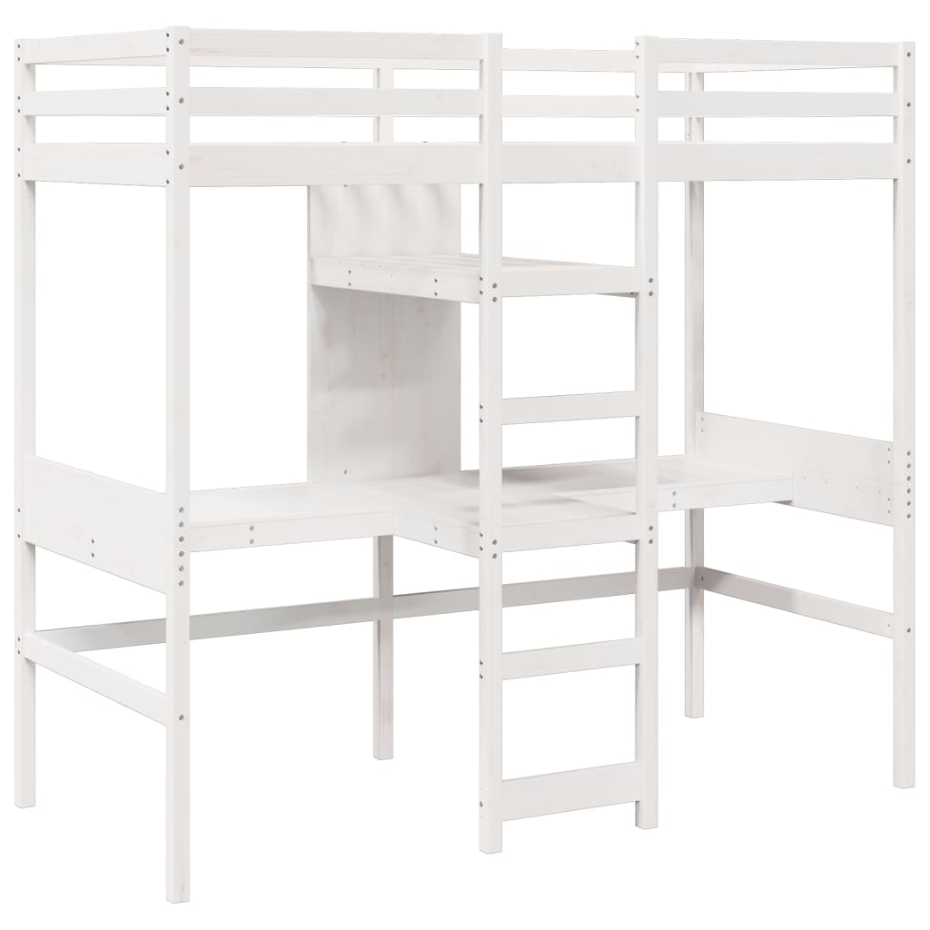 Cadre de lit superposé sans matelas blanc 90x190 cm pin massif