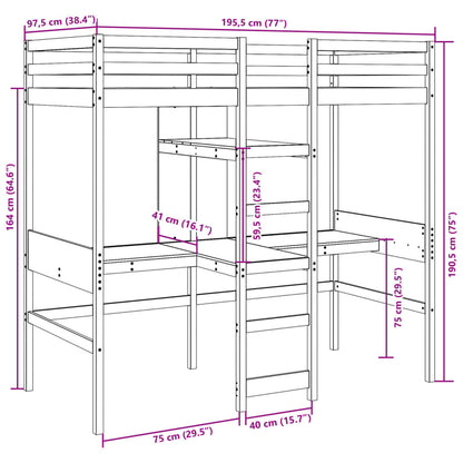 Cadre de lit superposé sans matelas blanc 90x190 cm pin massif