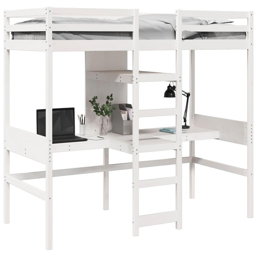 Cadre de lit superposé sans matelas blanc 75x190 cm pin massif