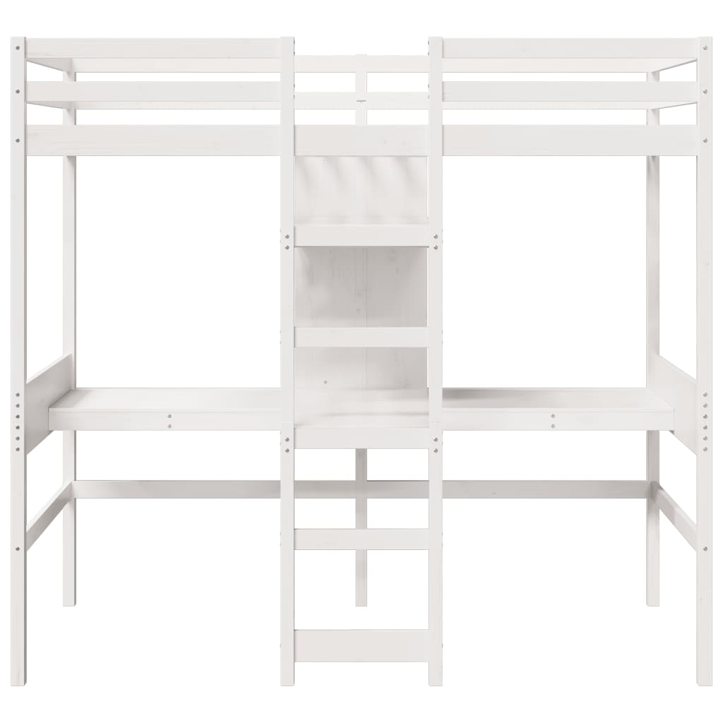 Cadre de lit superposé sans matelas blanc 75x190 cm pin massif