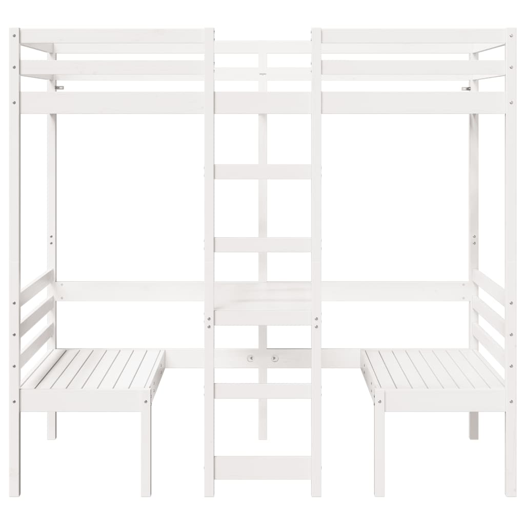 Lit mezzanine avec bureau et chaises blanc 90x200 cm pin massif