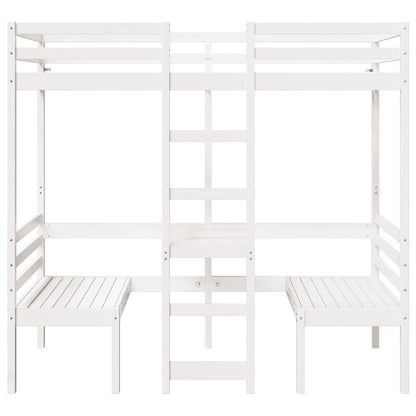 Lit mezzanine avec bureau et chaises blanc 90x200 cm pin massif