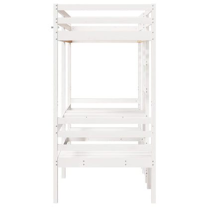 Lit mezzanine avec bureau et chaises blanc 90x200 cm pin massif