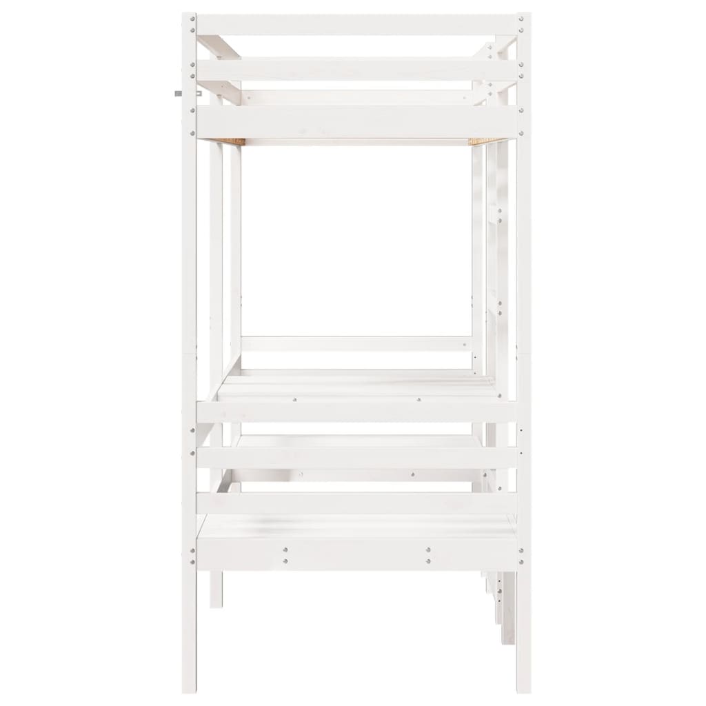 Lit mezzanine avec bureau et chaises blanc 80x200 cm pin massif