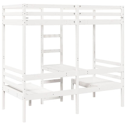 Lit mezzanine avec bureau et chaises blanc 80x200 cm pin massif