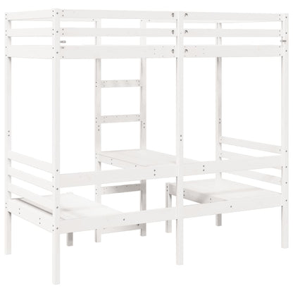 Lit mezzanine avec bureau et chaises blanc 90x190 cm pin massif