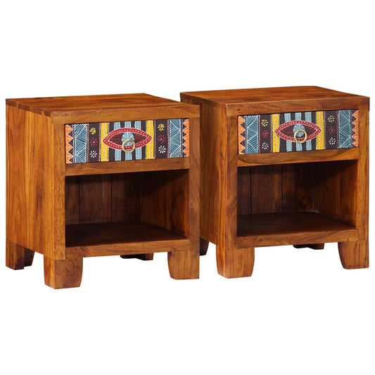 Table de chevet 2 pcs 40x35x45 cm bois d'acacia massif