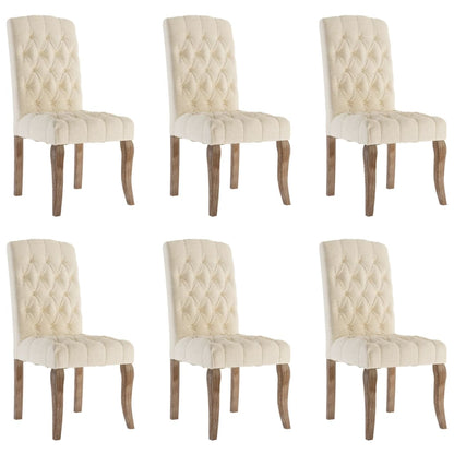 Chaises à manger lot de 6 beige tissu à l'aspect de lin