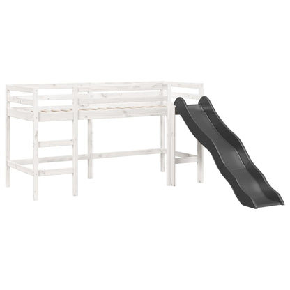 Lit mezzanine enfants et rideaux blanc/noir 80x200cm pin massif