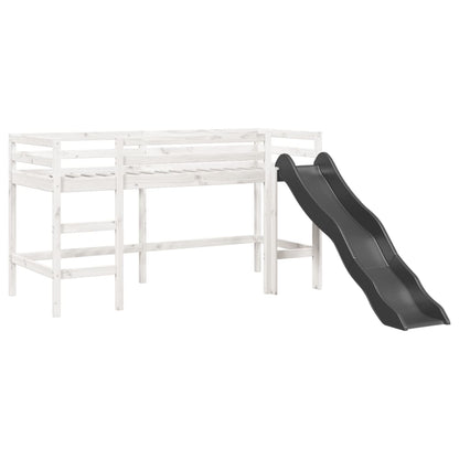 Lit mezzanine enfants et rideaux blanc/noir 90x200cm pin massif