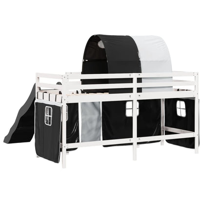 Lit mezzanine enfants et tunnel blanc/noir 90x190 cm pin massif