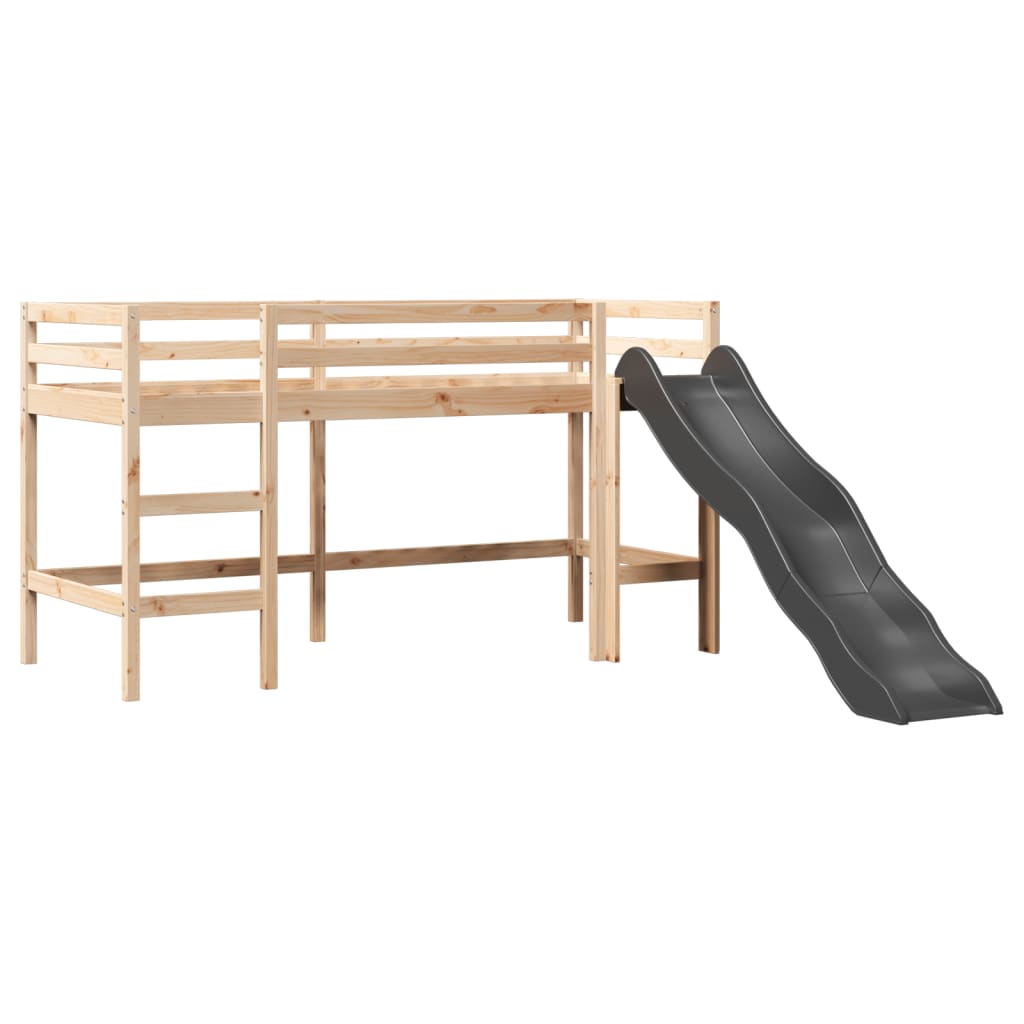 Lit mezzanine enfants avec tour blanc/noir 80x200cm pin massif