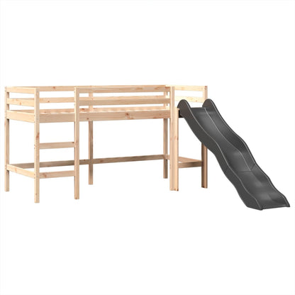 Lit mezzanine enfants avec tour bleu 80x200cm bois pin massif