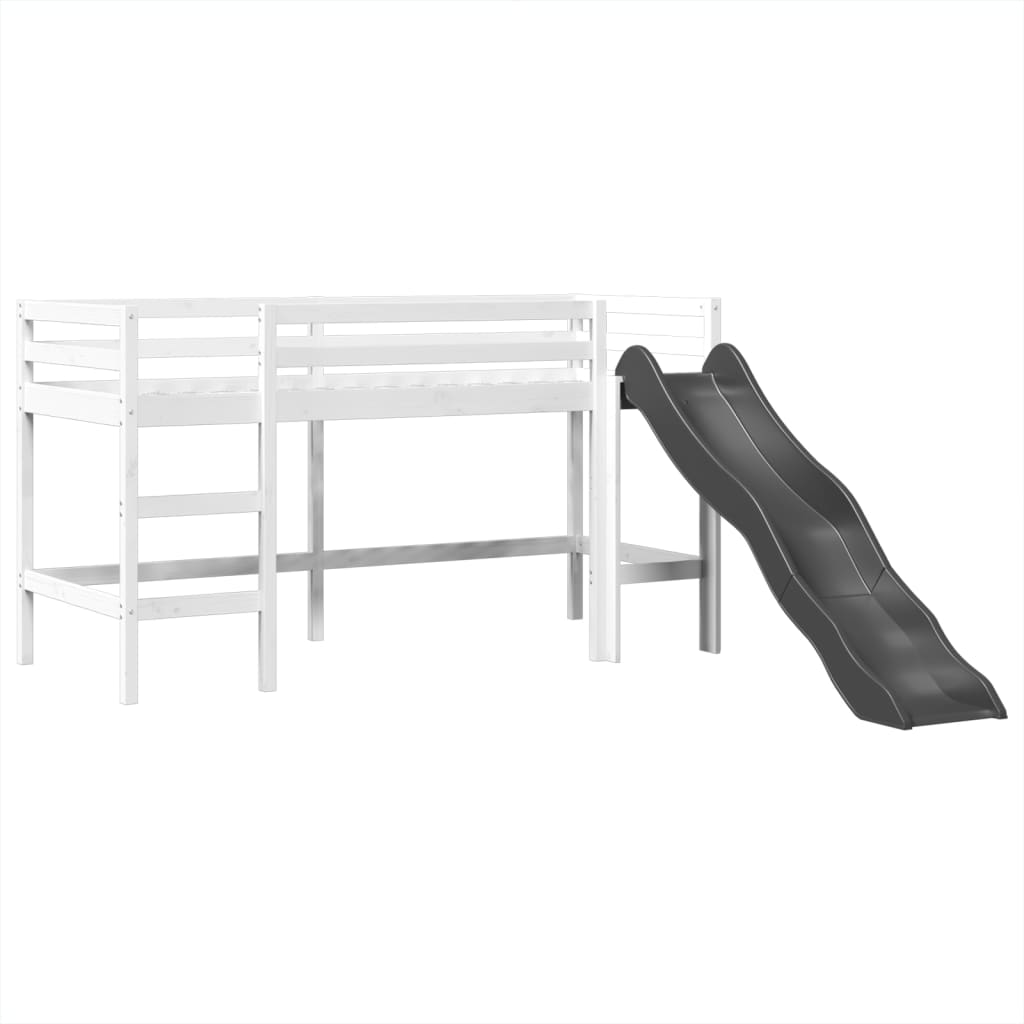 Lit mezzanine enfants avec tour blanc/noir 90x190 cm pin massif