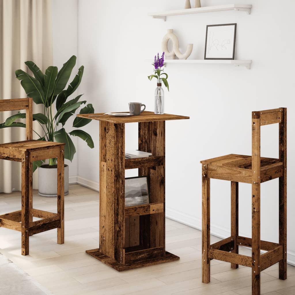 Table de bar avec rangement vieux bois bois d’ingénierie