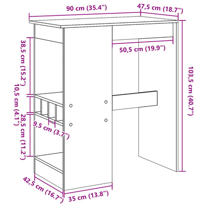 Table de bar avec étagères chêne fumé bois d'ingénierie