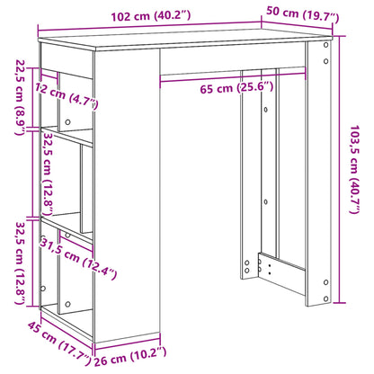 Table de bar avec étagères blanc bois d'ingénierie