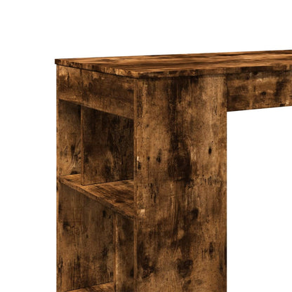 Table de bar avec étagères chêne fumé bois d'ingénierie