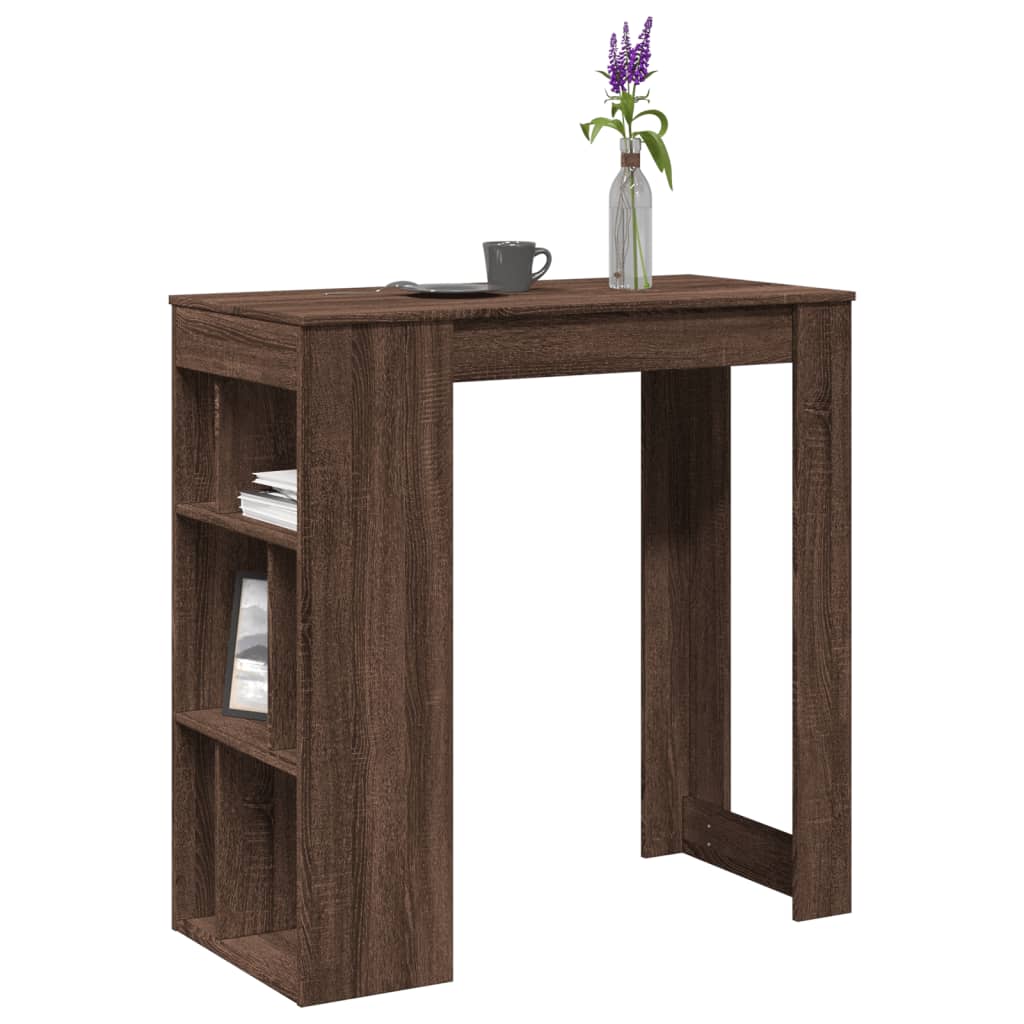 Table de bar avec étagères chêne marron bois d'ingénierie