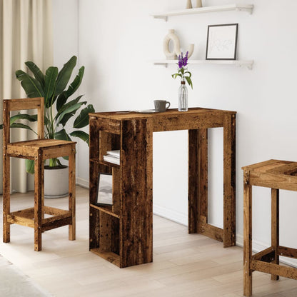 Table de bar avec étagères vieux bois bois d'ingénierie