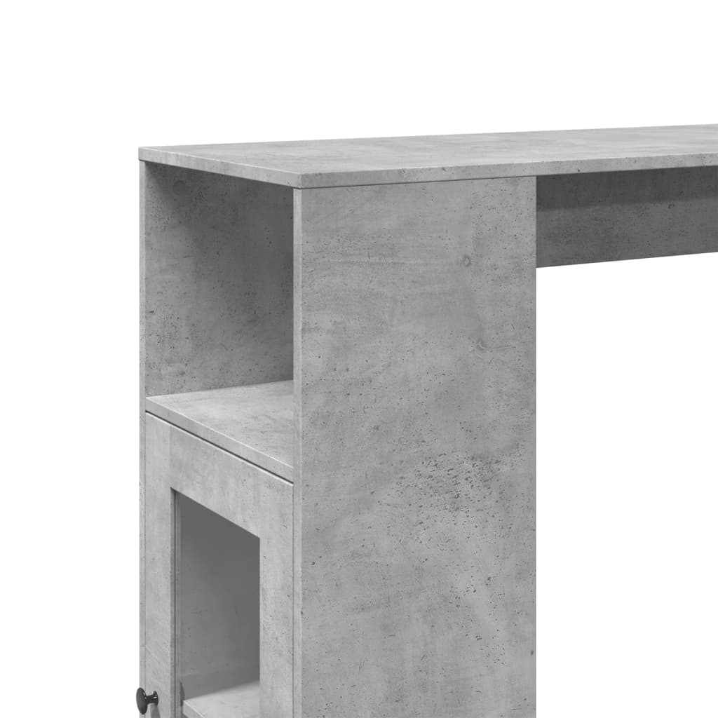 Table de bar avec étagères gris béton bois d'ingénierie