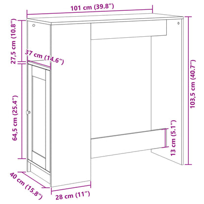 Table de bar avec étagères chêne fumé bois d'ingénierie