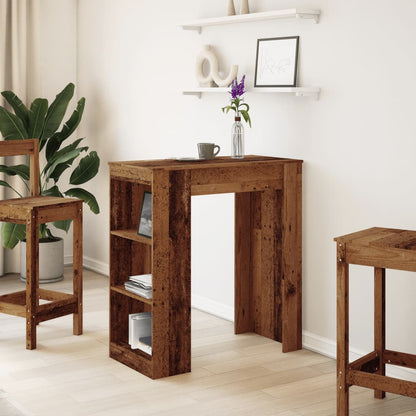 Table de bar avec étagères vieux bois bois d'ingénierie