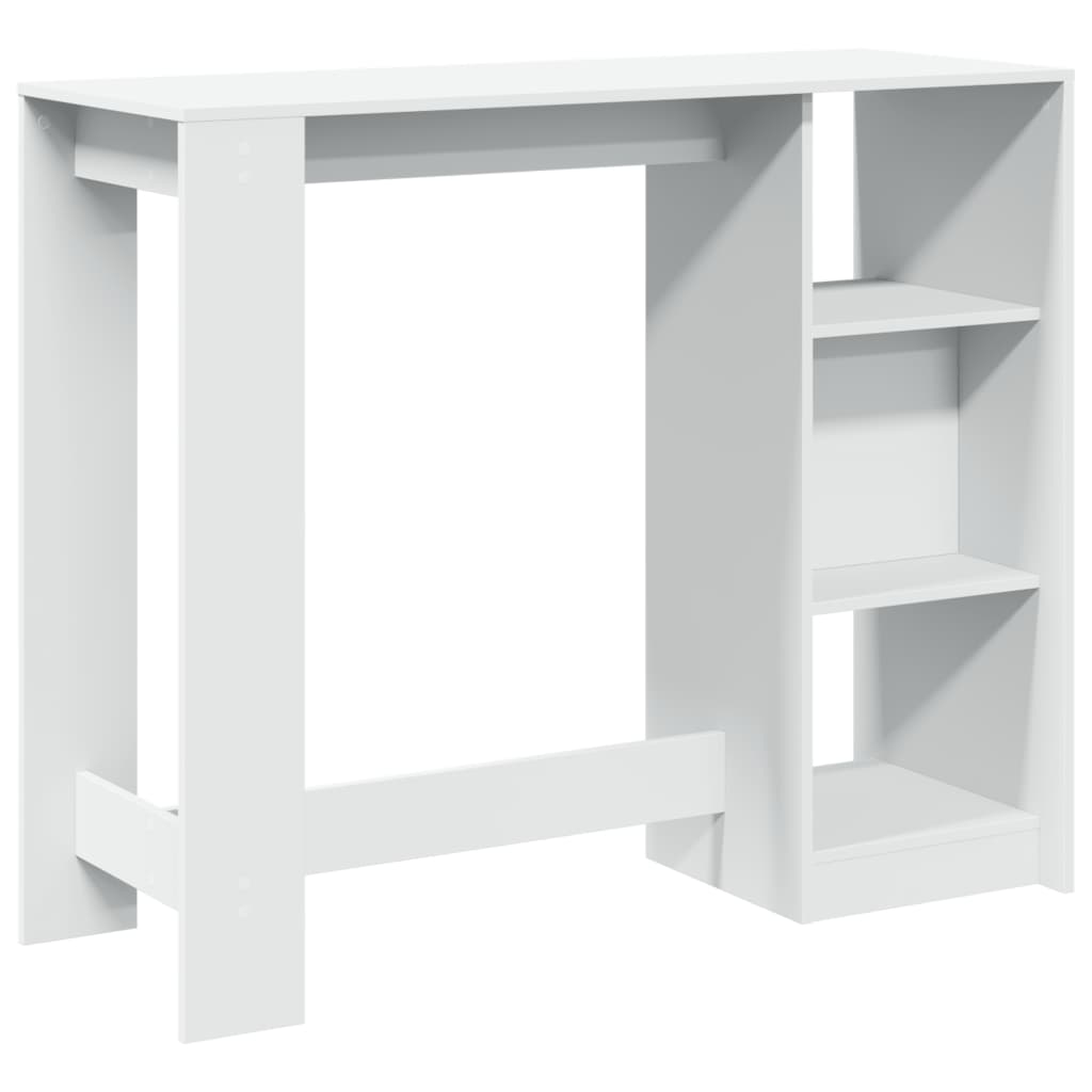 Table de bar et étagère blanc 124x46x103,5 cm bois d'ingénierie