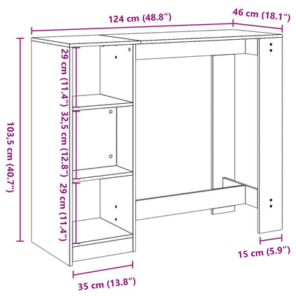 Table de bar et étagère blanc 124x46x103,5 cm bois d'ingénierie