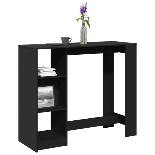 Table de bar avec étagère noir 124x46x103,5cm bois d'ingénierie