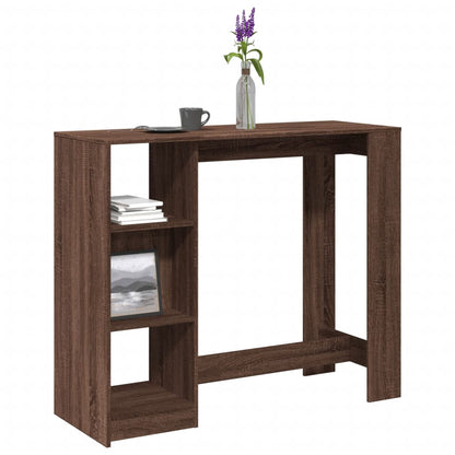 Table de bar avec étagère chêne marron bois d'ingénierie