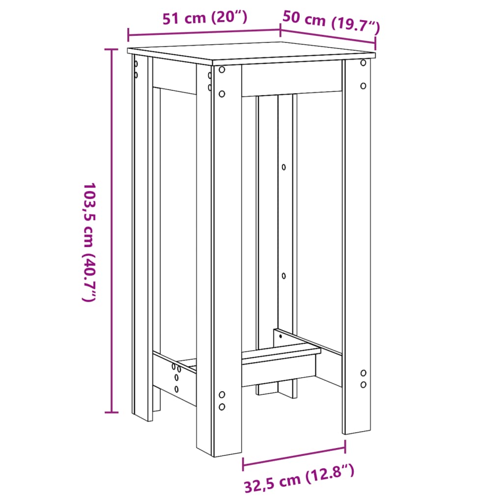 Table de bar chêne sonoma 51x50x103,5 cm bois d'ingénierie