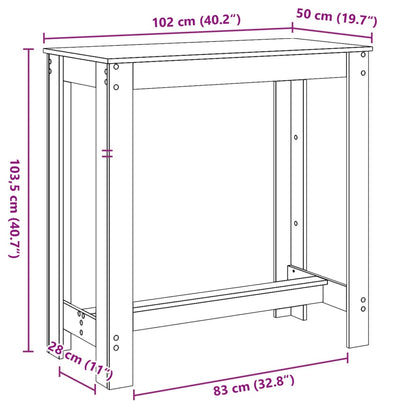 Table de bar blanc 102x50x103,5 cm bois d'ingénierie