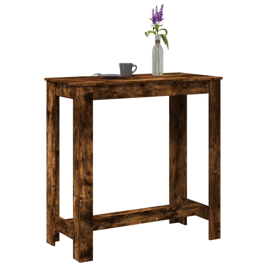 Table de bar chêne fumé 102x50x103,5 cm bois d'ingénierie