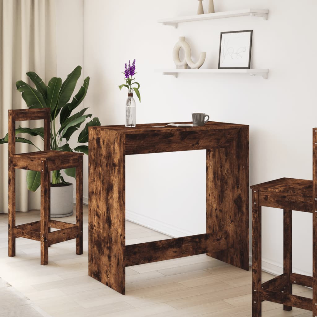 Table de bar chêne fumé 102x50x103,5 cm bois d'ingénierie