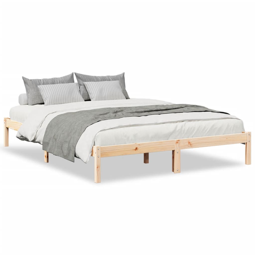 Cadre de lit extra long sans matelas 140x210 cm bois massif pin