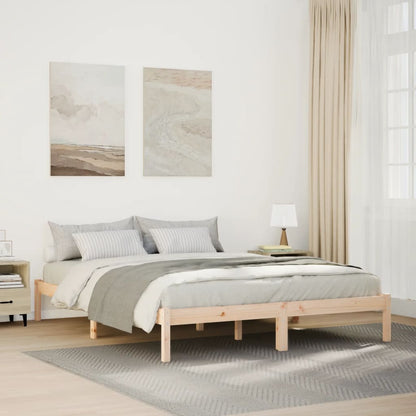 Cadre de lit extra long sans matelas 140x210 cm bois massif pin