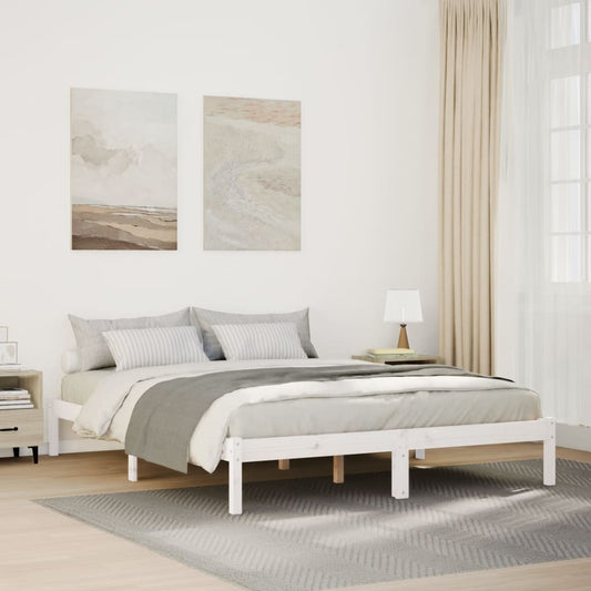 Cadre de lit extra long sans matelas 160x210 cm bois massif pin