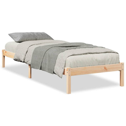 Cadre de lit extra long sans matelas 80x220 cm bois massif pin