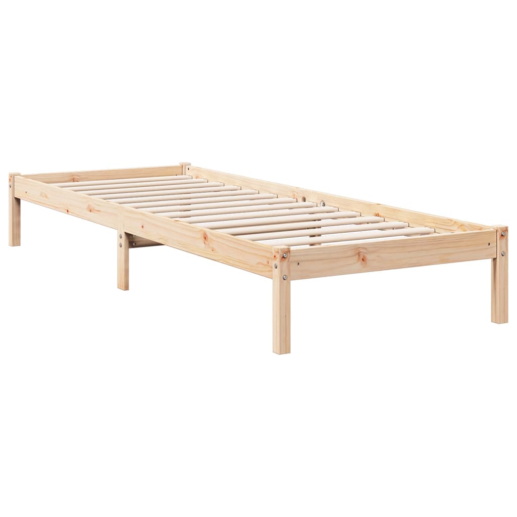 Cadre de lit extra long sans matelas 80x220 cm bois massif pin