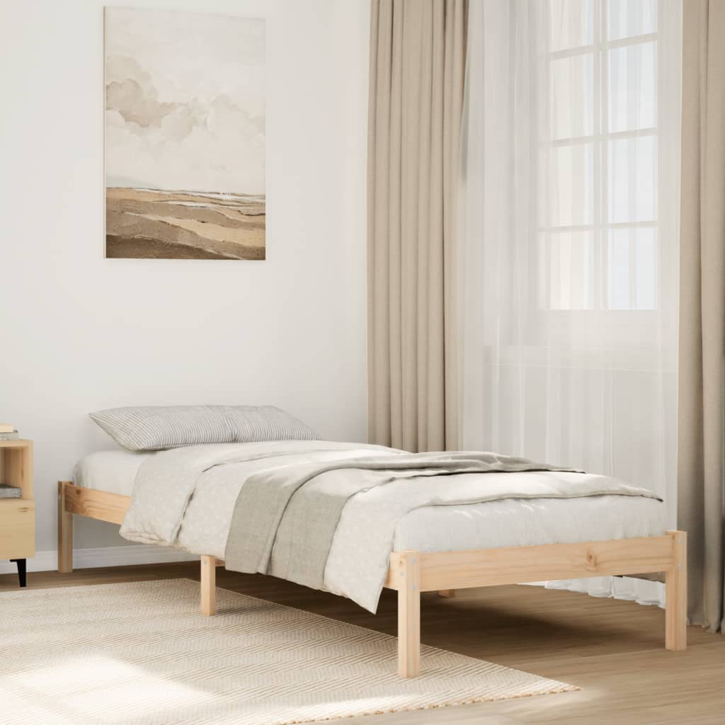 Cadre de lit extra long sans matelas 80x220 cm bois massif pin