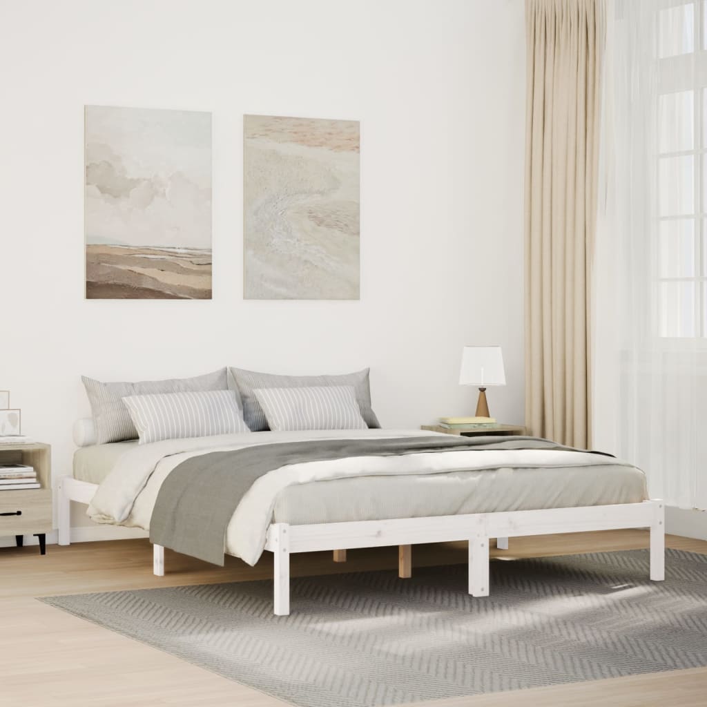 Cadre de lit extra long sans matelas 160x220 cm bois massif pin