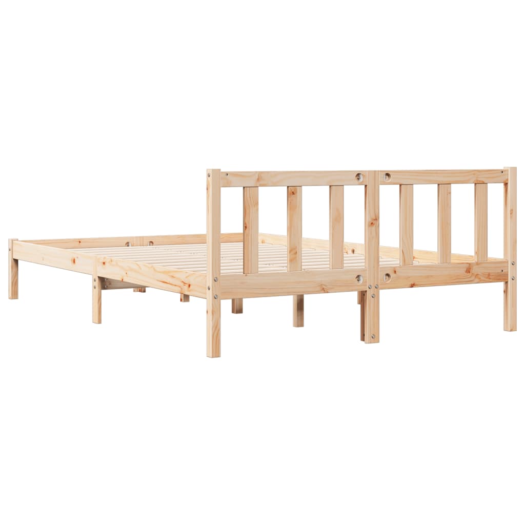 Cadre de lit extra long sans matelas 140x210 cm bois massif pin