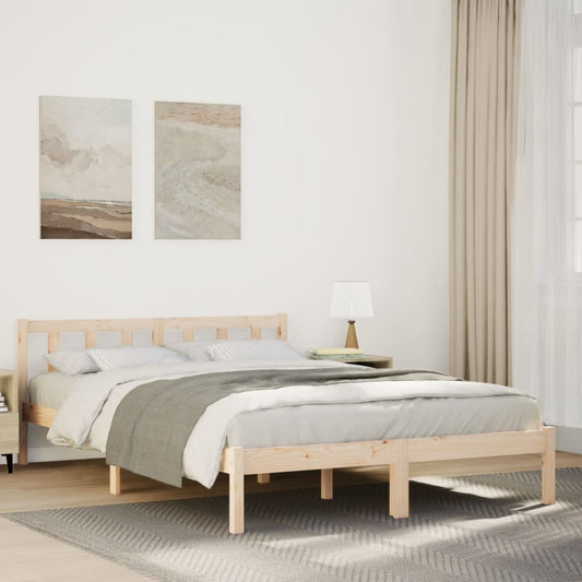 Cadre de lit extra long sans matelas 140x210 cm bois massif pin