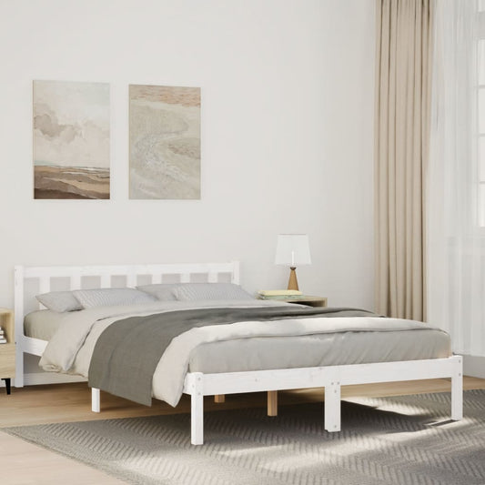 Cadre de lit extra long sans matelas 140x210 cm bois massif pin