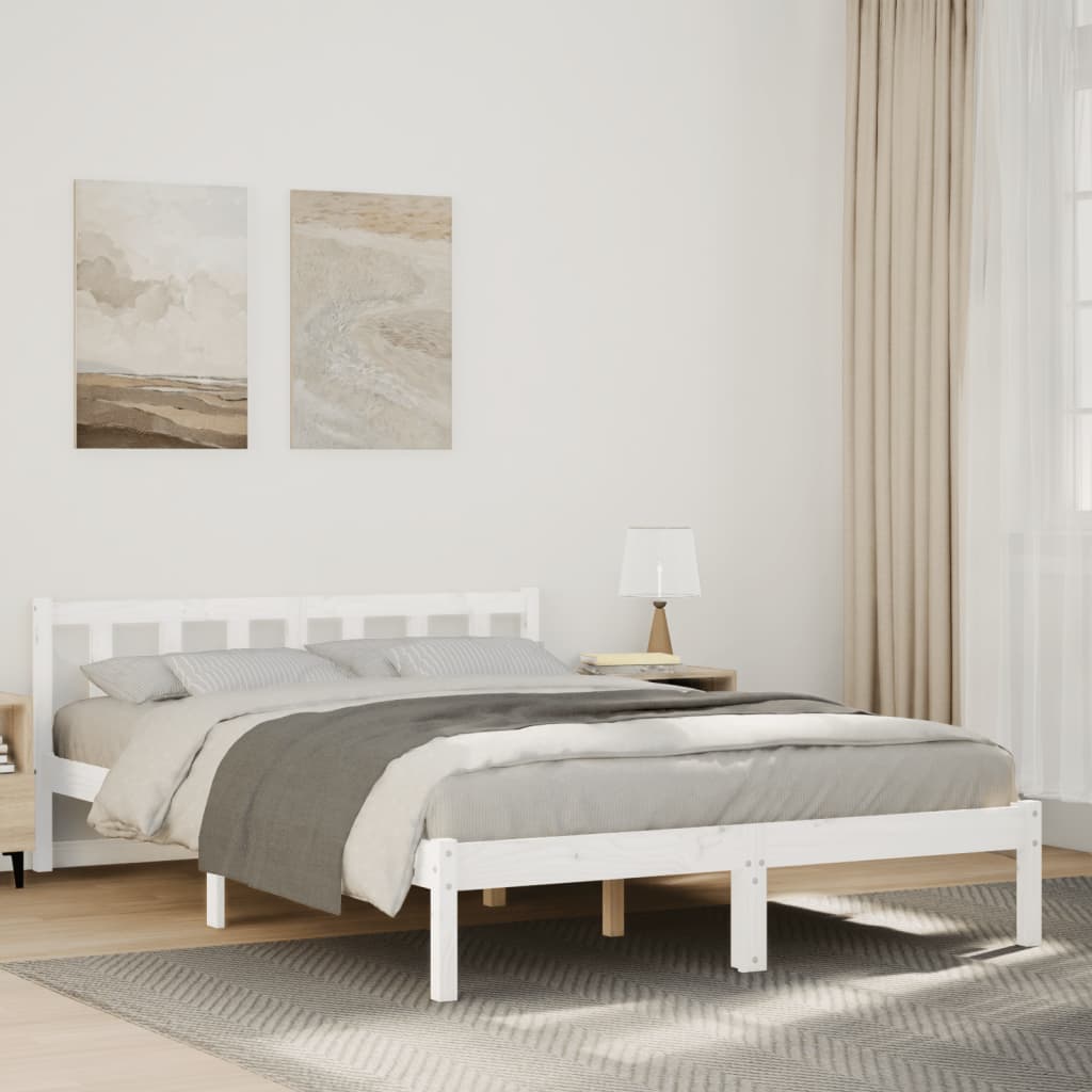 Cadre de lit extra long sans matelas 160x210 cm bois massif pin