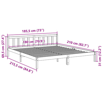 Cadre de lit extra long sans matelas 180x210 cm bois massif pin